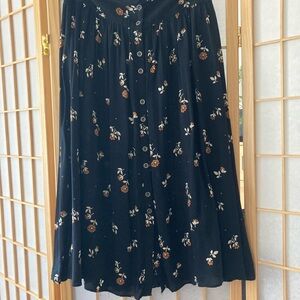 Urban Outfitters Black Floral Midi Skirt
